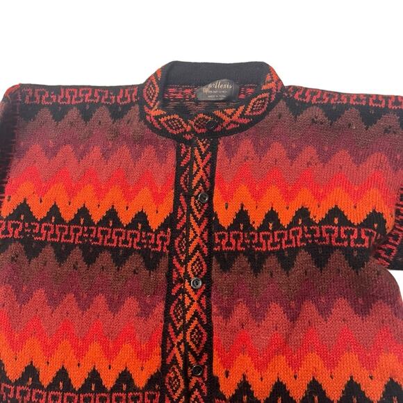 Alexis 100% Baby Alpaca |  Women’s Large Cardigan Sunset Colors | Andes Peru - Picture 3 of 9